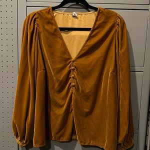 Mustard XL Velvet Blouse